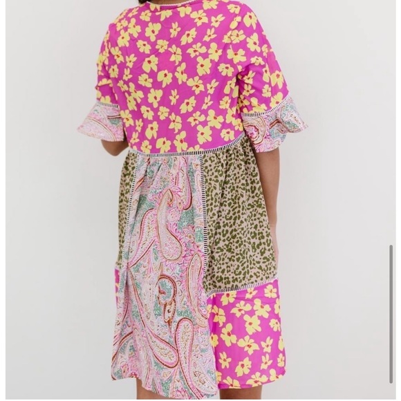 NWOT Oddi So Happy Together Patchwork Boho Dress - Picture 4 of 4